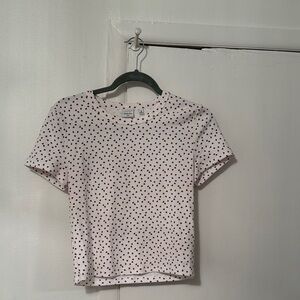 Sunday Best White Top with Red Heart Design